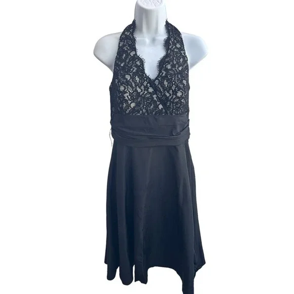 White House Black Market Lace Dress Black Whimsigoth Size 8‎ NWOT - Picture 2 of 13